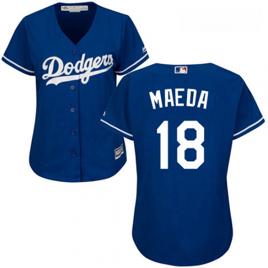 Womens Majestic Los Angeles Dodgers 18 Kenta Maeda Authentic Royal Blue Alternate Cool Base MLB Jers