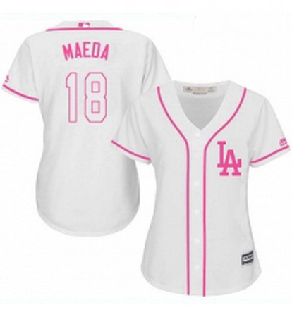 Womens Majestic Los Angeles Dodgers 18 Kenta Maeda Authentic White Fashion Cool Base MLB Jersey