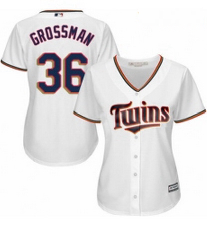 Womens Majestic Minnesota Twins 36 Robbie Grossman Replica White Home Cool Base MLB Jersey