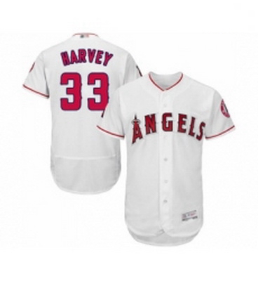 Mens Los Angeles Angels of Anaheim 33 Matt Harvey White Home Flex Base Authentic Collection Baseball