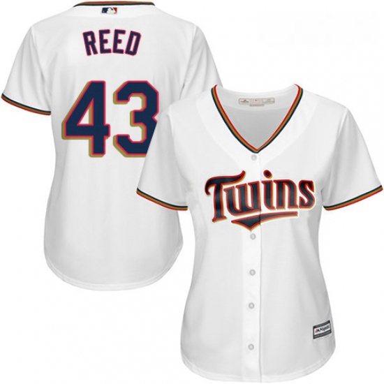 Womens Majestic Minnesota Twins 43 Addison Reed Replica White Home Cool Base MLB Jersey