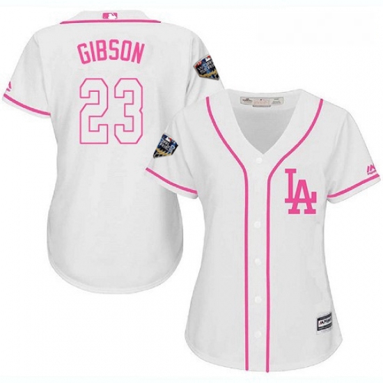 Womens Majestic Los Angeles Dodgers 23 Kirk Gibson Authentic White Fashion Cool Base 2018 World Seri