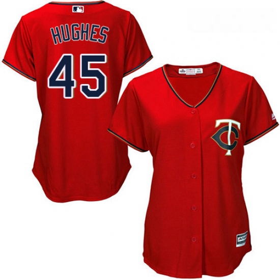 Womens Majestic Minnesota Twins 45 Phil Hughes Authentic Scarlet