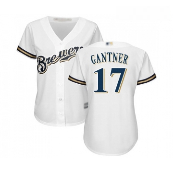 Womens Milwaukee Brewers 17 Jim Gantner Replica White Alternate Cool Base Baseball Jersey