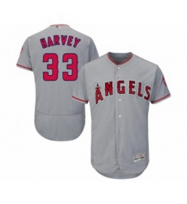 Mens Los Angeles Angels of Anaheim 33 Matt Harvey Grey Road Flex Base Authentic Collection Baseball 