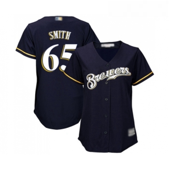 Womens Milwaukee Brewers 65 Burch Smith Authentic Navy Blue Alternate Cool Base Baseball Jersey