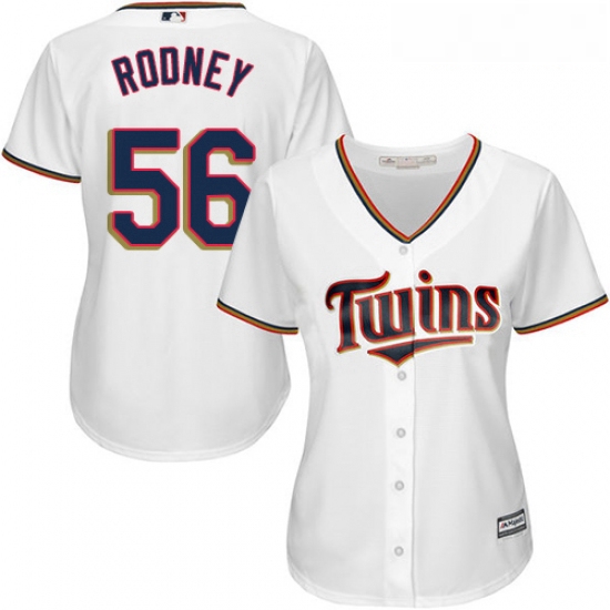 Womens Majestic Minnesota Twins 56 Fernando Rodney Authentic White Home Cool Base MLB Jersey