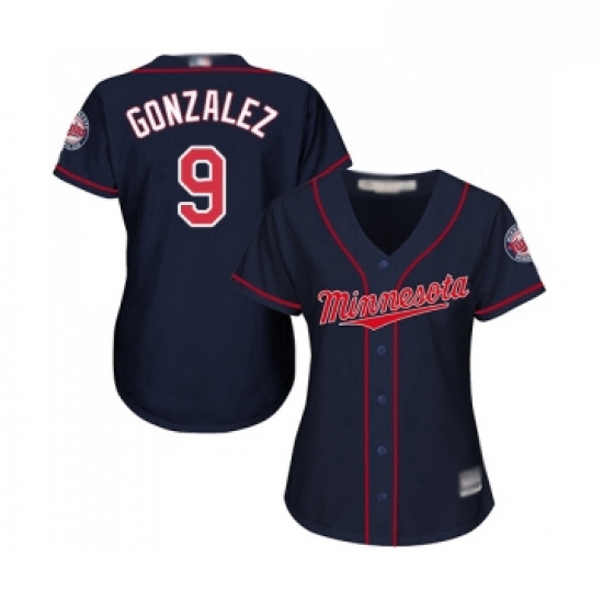 Womens Minnesota Twins 9 Marwin Gonzalez Replica Navy Blue Alternate Road Cool Base Baseball Jersey