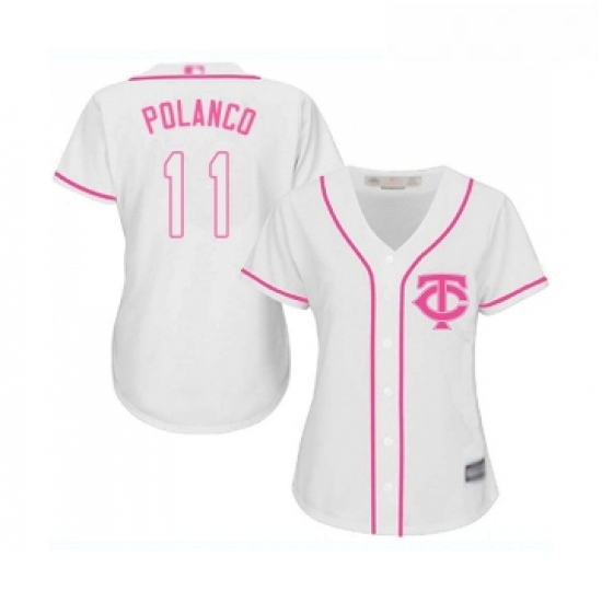 Womens Minnesota Twins 11 Jorge Polanco Replica White Fashion Cool Base Baseball Jersey