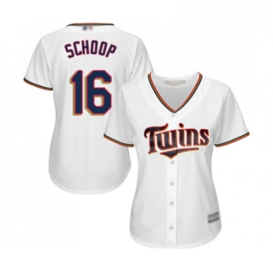 Womens Minnesota Twins 16 Jonathan Schoop Replica White Home Cool Base Baseball Jersey