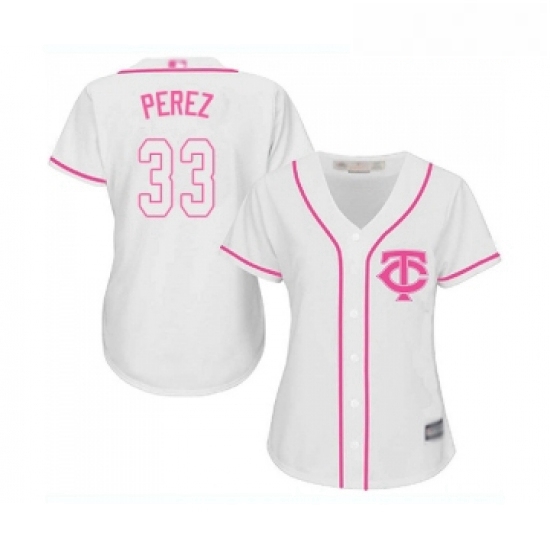 Womens Minnesota Twins 33 Martin Perez Replica White Fashion Cool Base Baseball Jersey