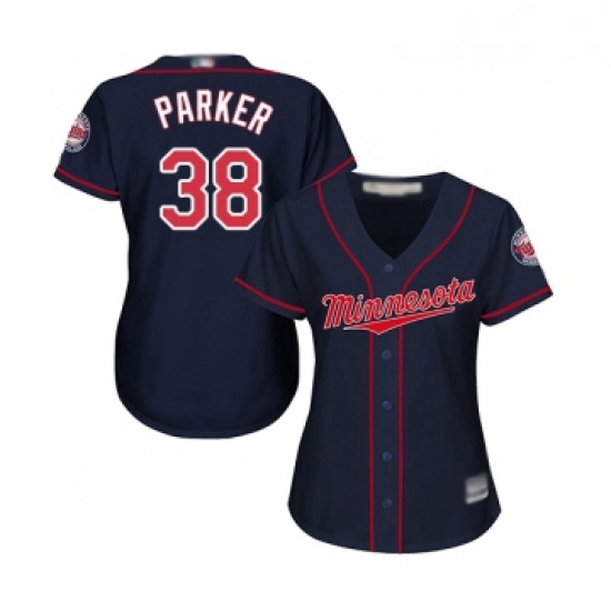 Womens Minnesota Twins 38 Blake Parker Replica Navy Blue Alternate Road Cool Base Baseball Jersey