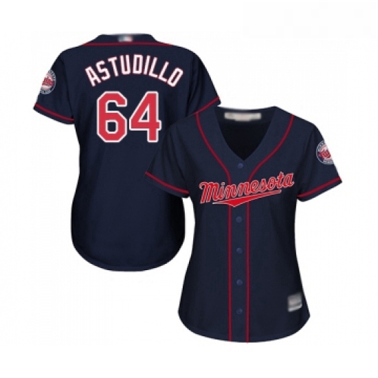 Womens Minnesota Twins 64 Willians Astudillo Replica Navy Blue Alternate Road Cool Base Baseball Jer