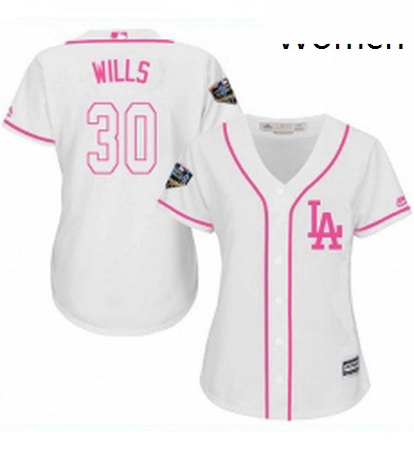 Womens Majestic Los Angeles Dodgers 30 Maury Wills Authentic Whi