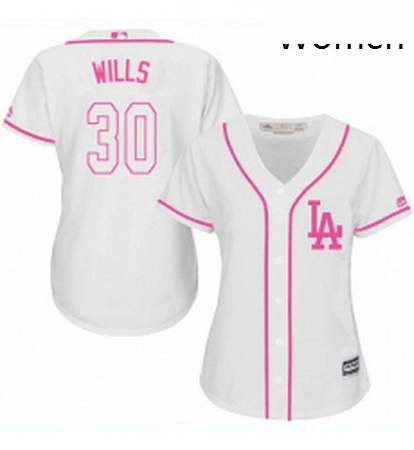 Womens Majestic Los Angeles Dodgers 30 Maury Wills Replica White