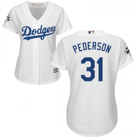 Womens Majestic Los Angeles Dodgers 31 Joc Pederson Authentic White Home 2017 World Series Bound Coo