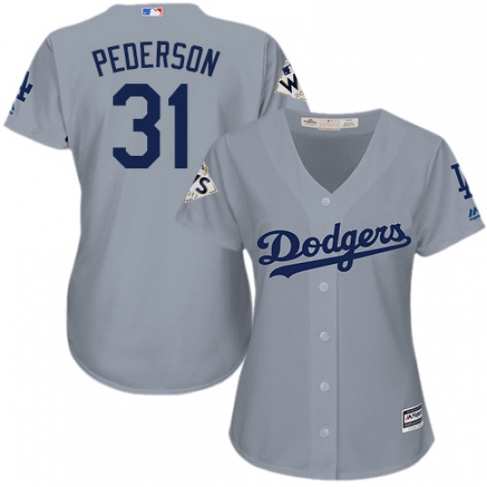 Womens Majestic Los Angeles Dodgers 31 Joc Pederson Replica Grey