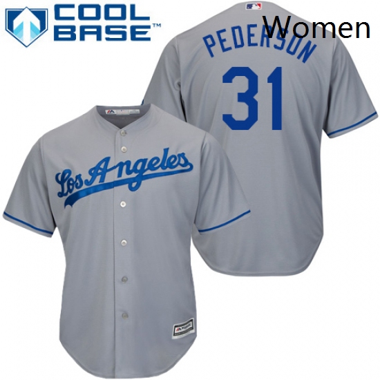 Womens Majestic Los Angeles Dodgers 31 Joc Pederson Replica Grey