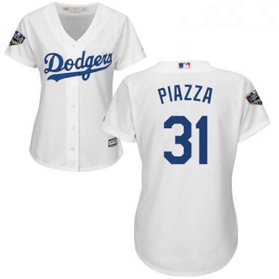 Womens Majestic Los Angeles Dodgers 31 Mike Piazza Authentic Whi