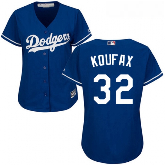 Womens Majestic Los Angeles Dodgers 32 Sandy Koufax Authentic Royal Blue Alternate Cool Base MLB Jer