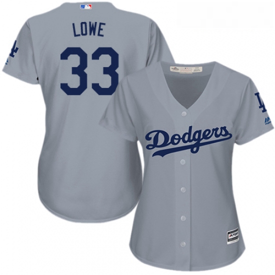 Womens Majestic Los Angeles Dodgers 33 Mark Lowe Authentic Grey Road Cool Base MLB Jersey