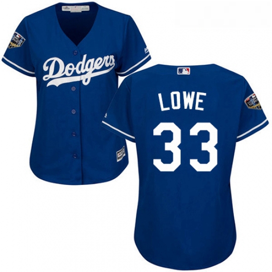 Womens Majestic Los Angeles Dodgers 33 Mark Lowe Authentic Royal Blue Alternate Cool Base 2018 World