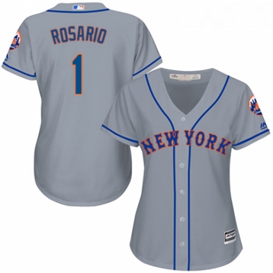 Womens Majestic New York Mets 1 Amed Rosario Authentic Grey Road Cool Base MLB Jersey