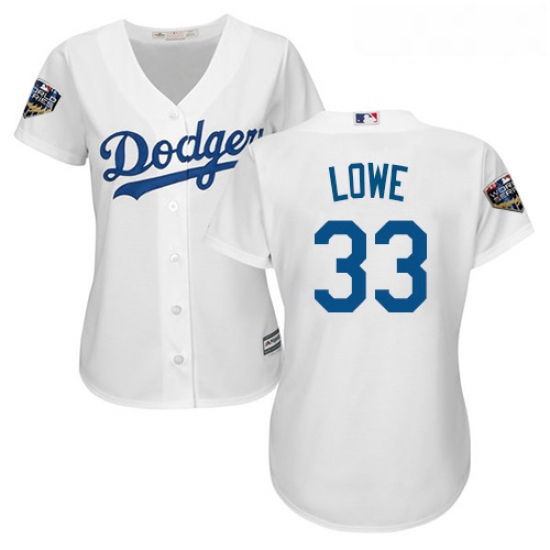 Womens Majestic Los Angeles Dodgers 33 Mark Lowe Authentic White Home Cool Base 2018 World Series ML