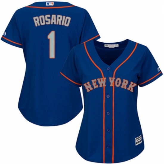 Womens Majestic New York Mets 1 Amed Rosario Authentic Royal Blue Alternate Road Cool Base MLB Jerse