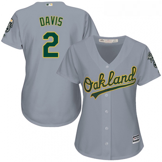 Womens Majestic Oakland Athletics 2 Khris Davis Authentic Grey R