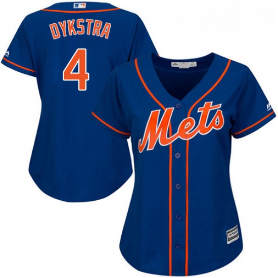 Womens Majestic New York Mets 4 Lenny Dykstra Authentic Royal Blue Alternate Home Cool Base MLB Jers