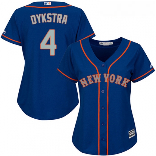 Womens Majestic New York Mets 4 Lenny Dykstra Authentic Royal Blue Alternate Road Cool Base MLB Jers