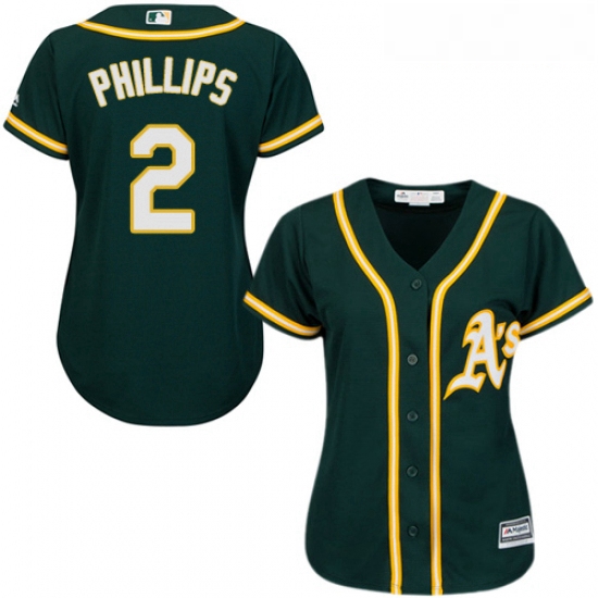 Womens Majestic Oakland Athletics 2 Tony Phillips Authentic Gree