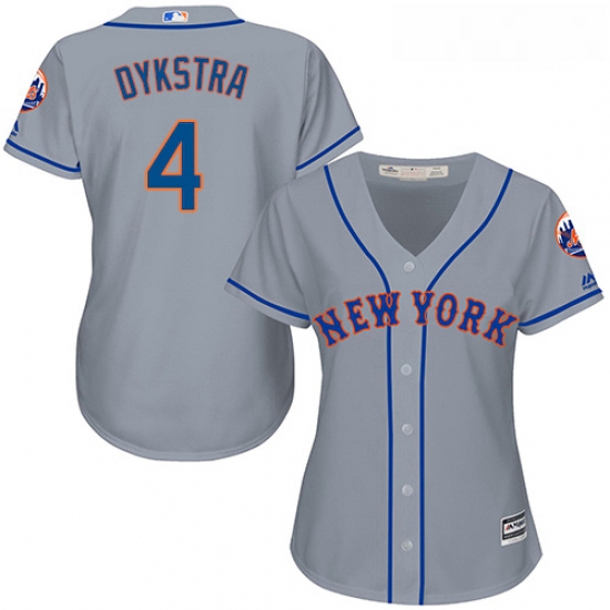 Womens Majestic New York Mets 4 Lenny Dykstra Replica Grey Road Cool Base MLB Jersey