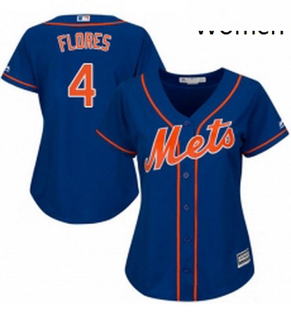 Womens Majestic New York Mets 4 Wilmer Flores Authentic Royal Blue Alternate Home Cool Base MLB Jers