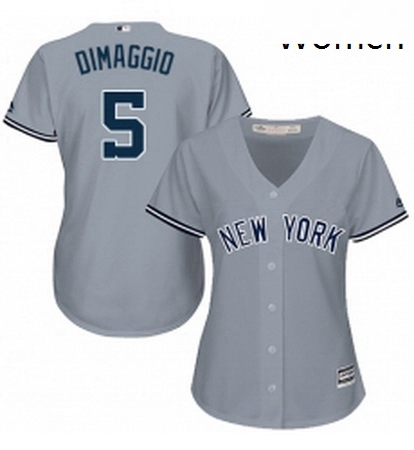 Womens Majestic New York Yankees 5 Joe DiMaggio Replica Grey Roa