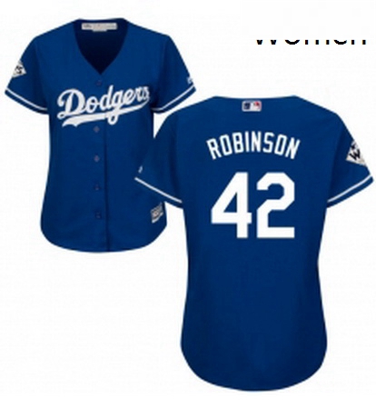 Womens Majestic Los Angeles Dodgers 42 Jackie Robinson Authentic Royal Blue Alternate 2017 World Ser