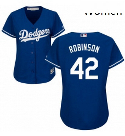 Womens Majestic Los Angeles Dodgers 42 Jackie Robinson Authentic Royal Blue Alternate Cool Base MLB 