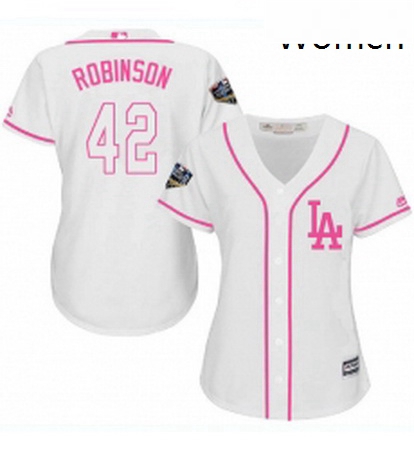 Womens Majestic Los Angeles Dodgers 42 Jackie Robinson Authentic White Fashion Cool Base 2018 World 