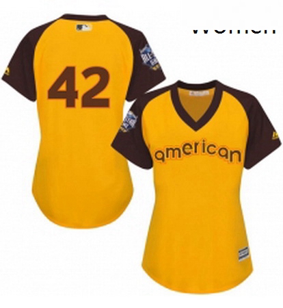 Womens Majestic Los Angeles Dodgers 42 Jackie Robinson Authentic Yellow 2016 All Star American Leagu