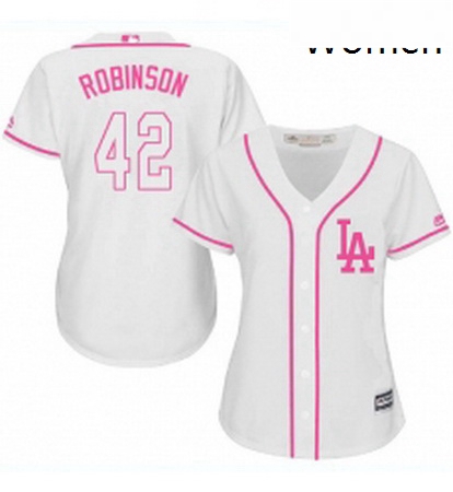 Womens Majestic Los Angeles Dodgers 42 Jackie Robinson Replica White Fashion Cool Base MLB Jersey