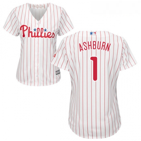 Womens Majestic Philadelphia Phillies 1 Richie Ashburn Authentic WhiteRed Strip Home Cool Base MLB J