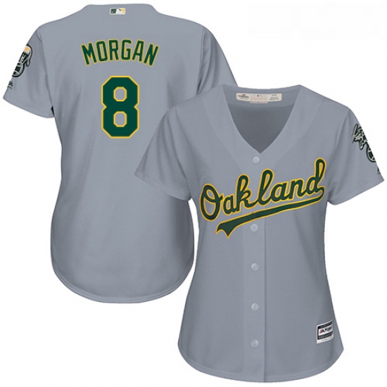 Womens Majestic Oakland Athletics 8 Joe Morgan Replica Grey Road Cool Base MLB Jersey