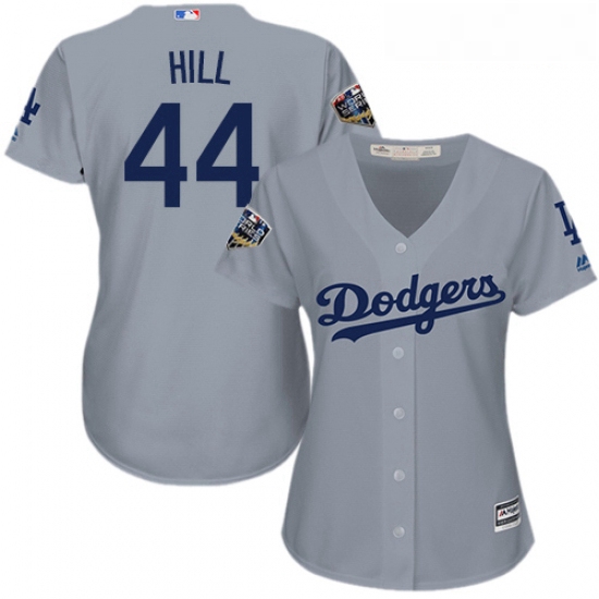 Womens Majestic Los Angeles Dodgers 44 Rich Hill Authentic Grey Road Cool Base 2018 World Series MLB