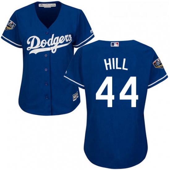 Womens Majestic Los Angeles Dodgers 44 Rich Hill Authentic Royal Blue Alternate Cool Base 2018 World