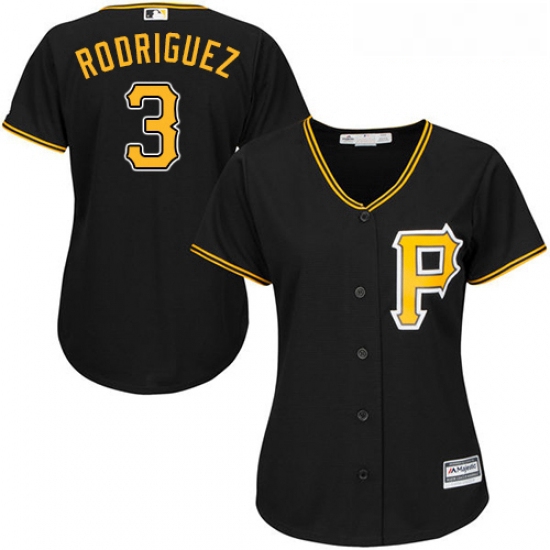 Womens Majestic Pittsburgh Pirates 3 Sean Rodriguez Replica Black Alternate Cool Base MLB Jersey