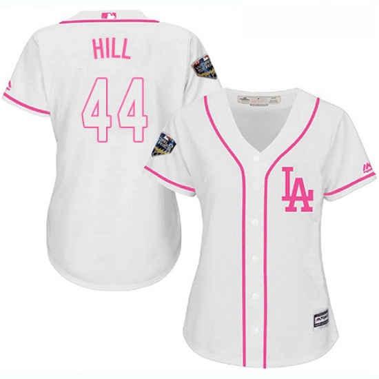 Womens Majestic Los Angeles Dodgers 44 Rich Hill Authentic White Fashion Cool Base 2018 World Series