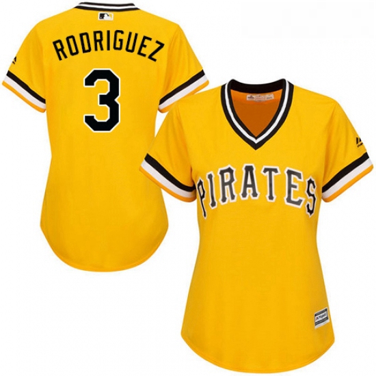 Womens Majestic Pittsburgh Pirates 3 Sean Rodriguez Replica Gold Alternate Cool Base MLB Jersey