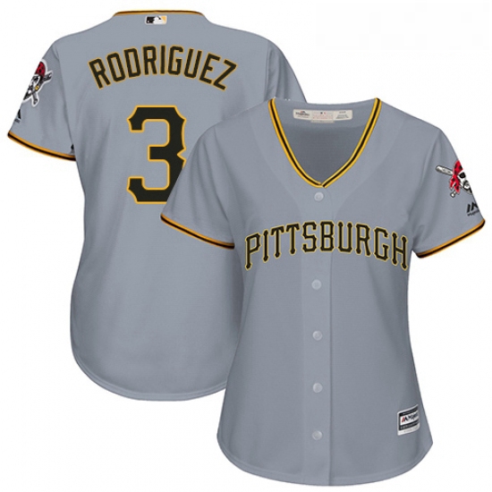 Womens Majestic Pittsburgh Pirates 3 Sean Rodriguez Replica Grey Road Cool Base MLB Jersey