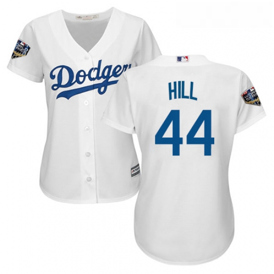 Womens Majestic Los Angeles Dodgers 44 Rich Hill Authentic White Home Cool Base 2018 World Series ML